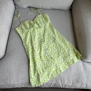 Green floral mini dress